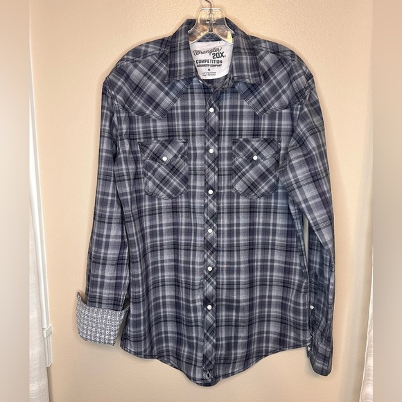 Wrangler Men’s 20X Competition Pearl Snap Western Shirt Size Medium Black - Picture 1 of 7